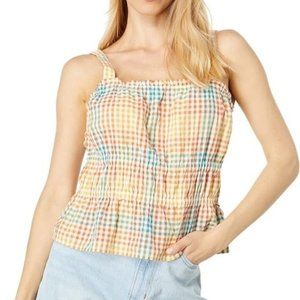 Madewell Sophia Peplum Tank in Rainbow Gingham Check | Medium - NWOT